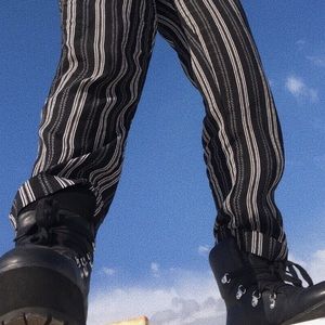 Black leather platform boots